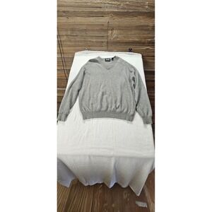 Woods & Gray Mens XL 100% Cashmere V-Neck Sweater Heather Gray Long Sleeve
